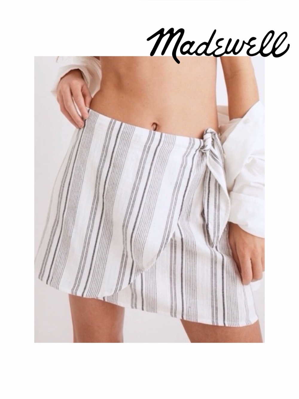 🆕 NWT Madewell Cover-Up Wrap Striped Skirt